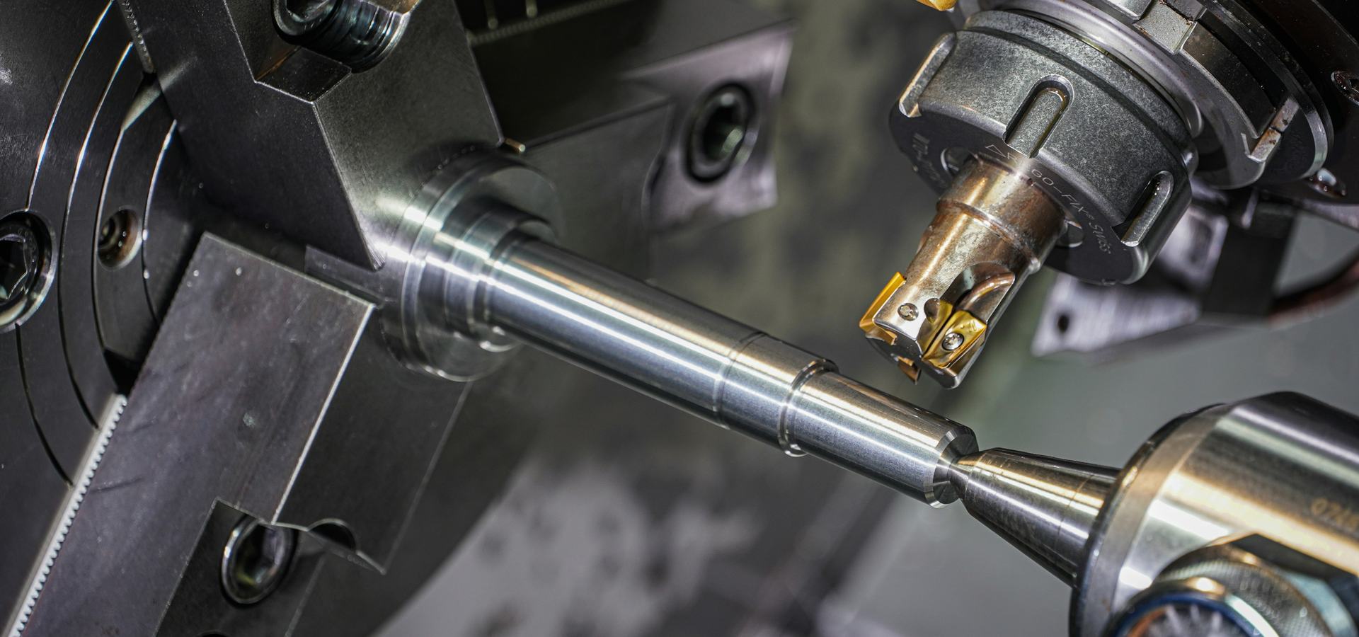 CNC turned component on the machine